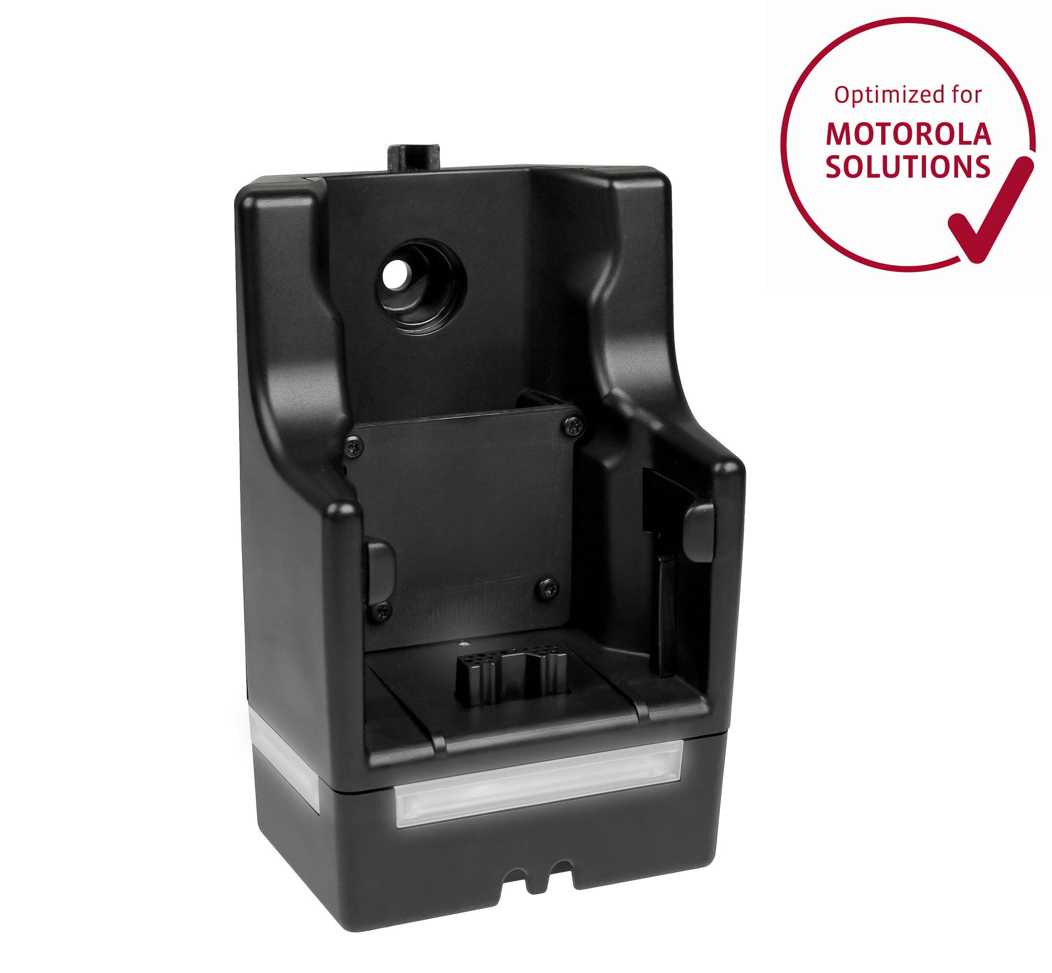 Station d'accueil noire, optimisée pour Motorola Solutions.