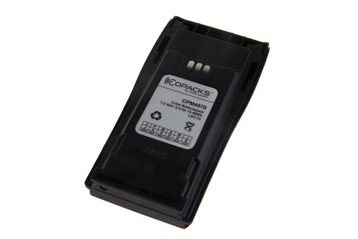 Black Li-Ion battery 7.2V 2.0Ah 14.40Wh with label CPM4970.