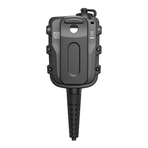 Black rectangular device with cord connection at bottom and screws on sides.