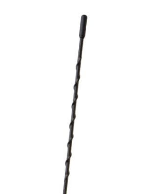 Black spiral car antenna with rubber cap.