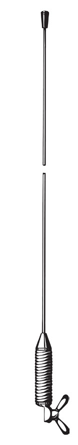 Antenne à tige avec base à ressort et pince.