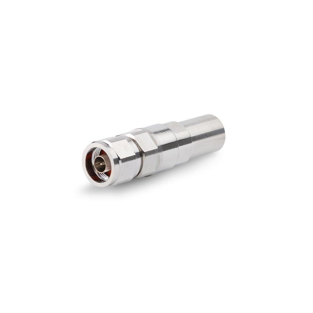 Cylindrical metal connector with screw thread.