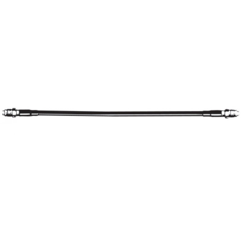 Black high-pressure hose with metal couplings at both ends.