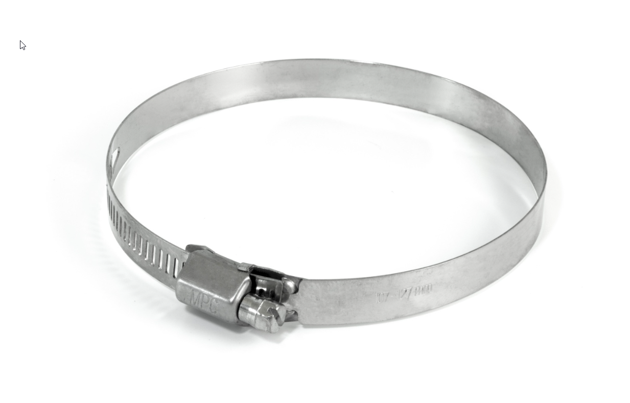 Metalen slangklem met schroefmechanisme.