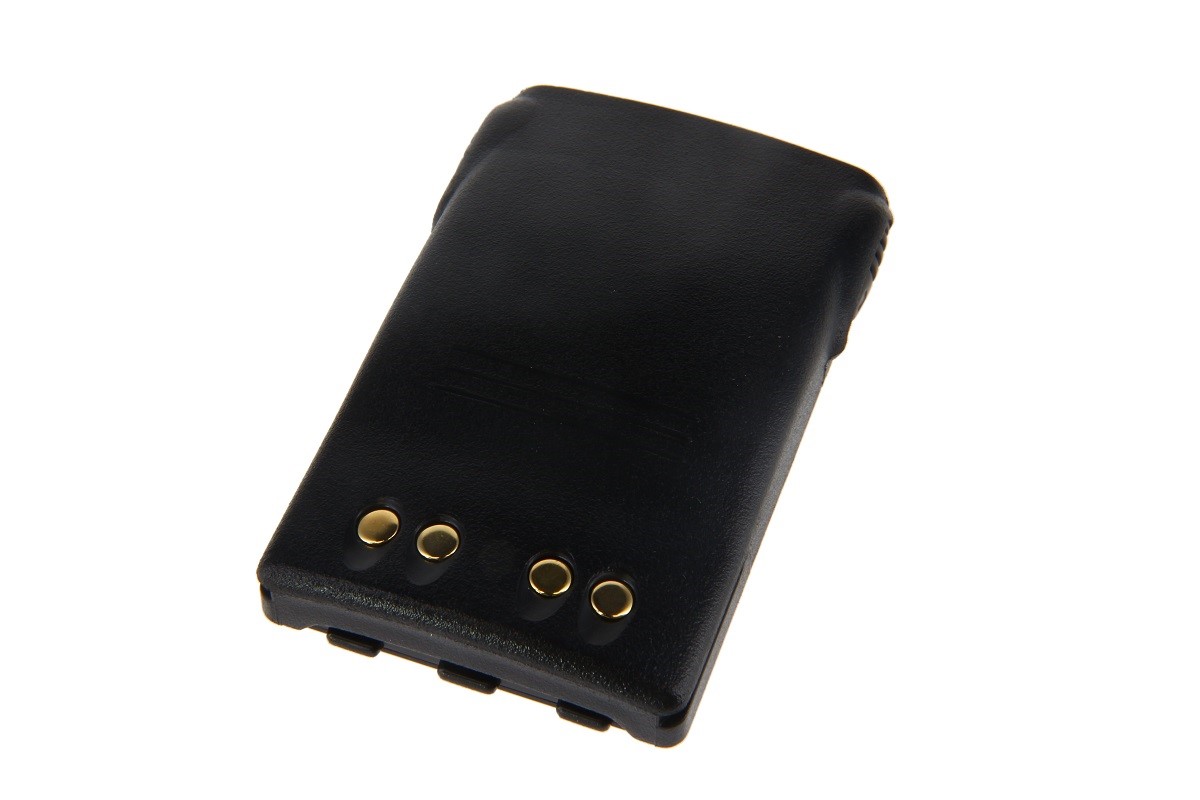 Zwarte batterij met drie gouden contacten.