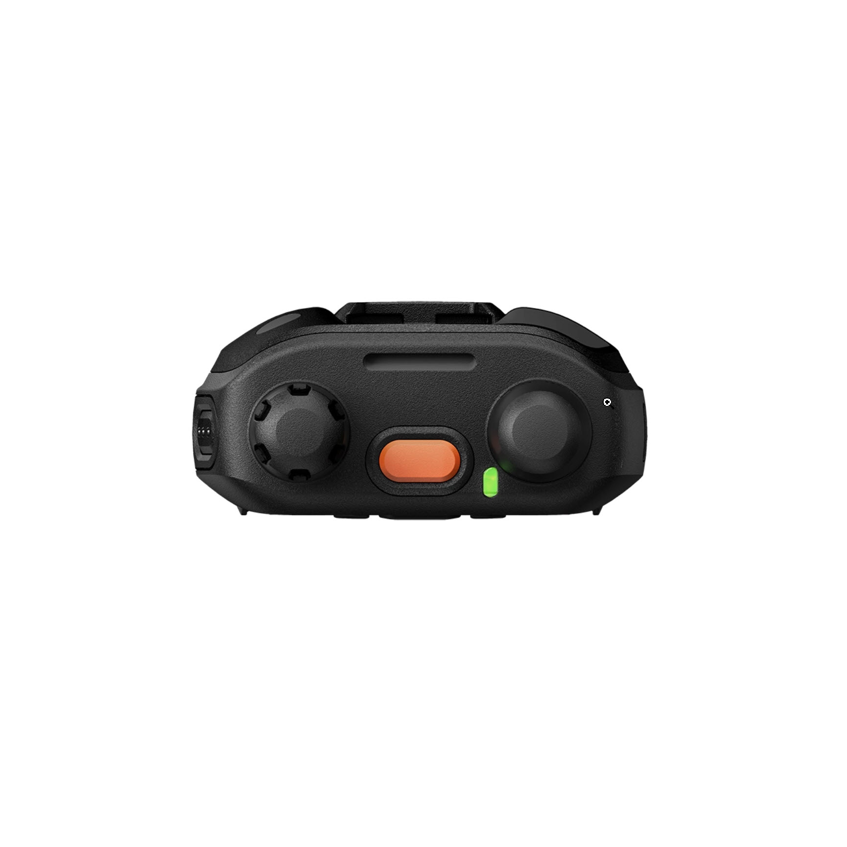 7000_00757799_MOT_05.jpg Zwart elektronisch apparaat met oranje knop en draaiknop