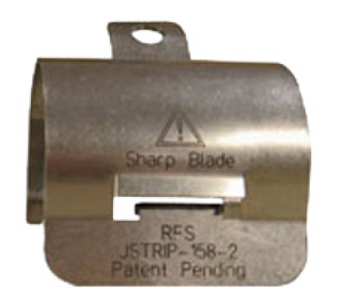 Metal cover with 'Sharp Blade' label and pending patent design.