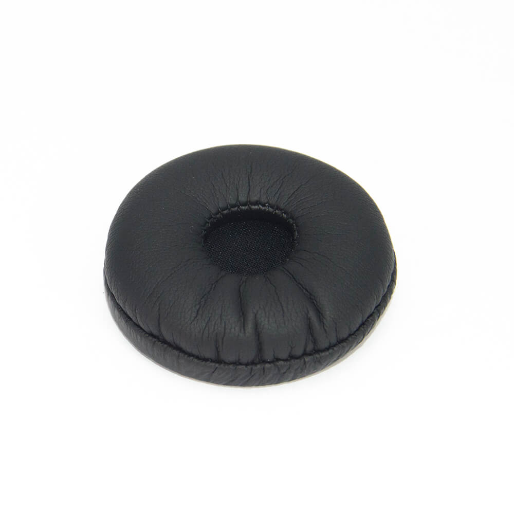 Black replacement ear pad for headphones on a white background.