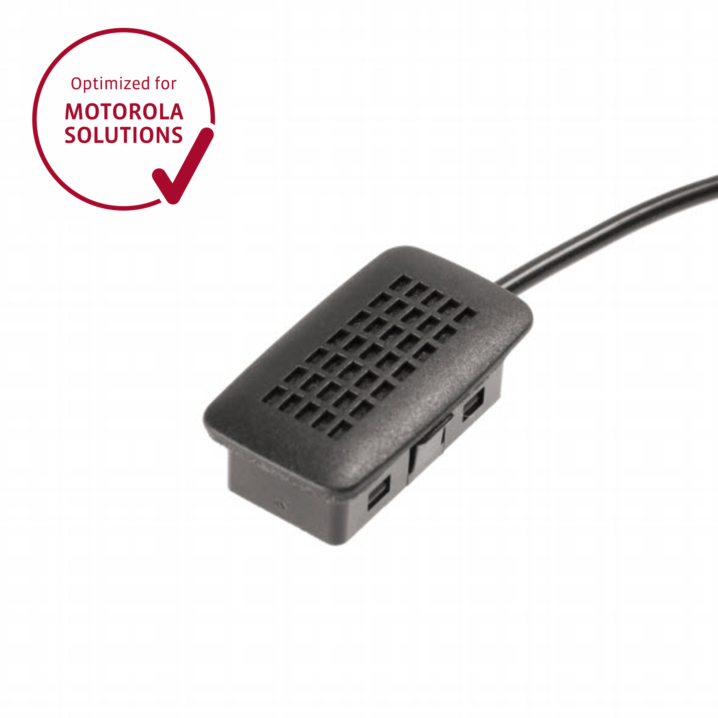 Microphone noir avec câble, optimisé pour Motorola Solutions.