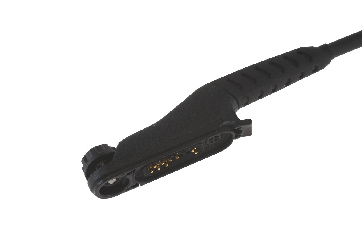 Câble de charge magnétique noir avec broches dorées.