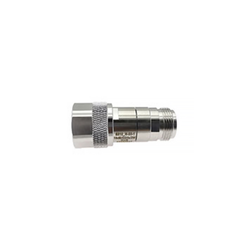 Metalen connector met karteling en schroefdraad, cilindrisch, glanzend.