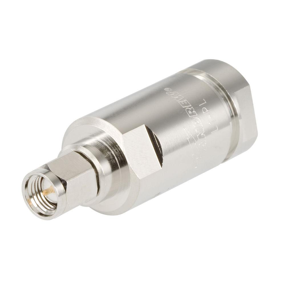Cylindrical metal adapter with hexagonal and threaded connection.