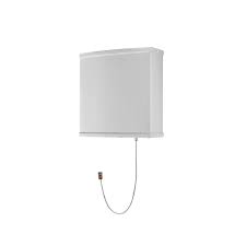 Rechthoekige witte wandlamp met trekkoord.
