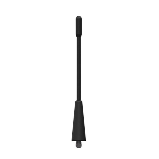 Zwarte radioantenne met afneembare basis.