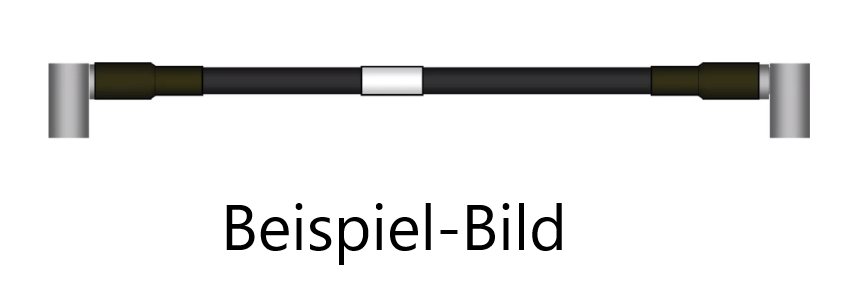 Afbeelding van een zwarte kabel met stekkers aan beide uiteinden.