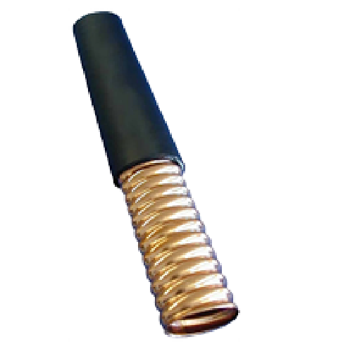 Tête métallique en spirale avec poignée noire.