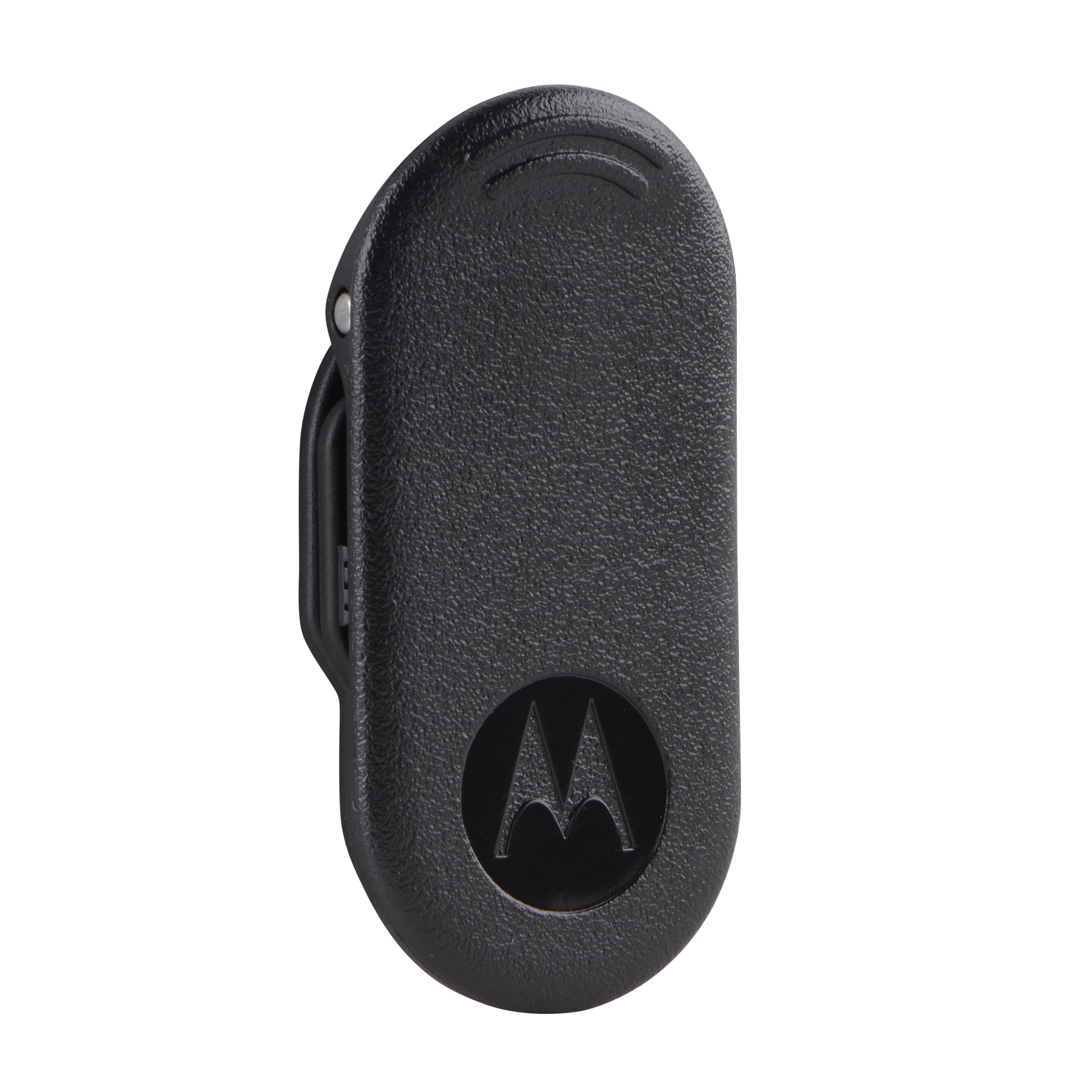 7000-00485500_mot_01.jpg Zwarte riemclip met Motorola-logo, geschikt voor radio's.